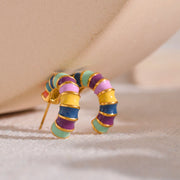 Colorful Enamel Hoop Earrings