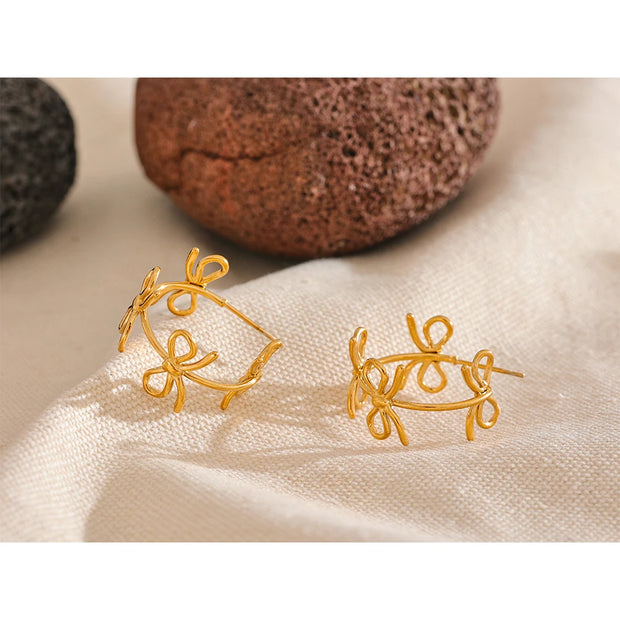 C-Shaped Bow Knot Hoop Earrings