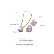 Cubic Zirconia  Water Drop Pendant Necklace Stud Earrings