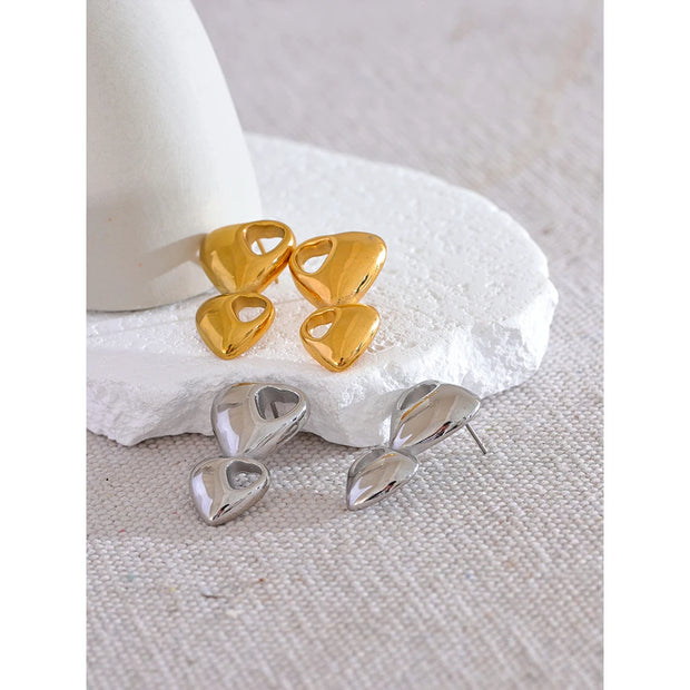 Heart Love Statement Stud Earrings