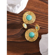 Amazonite Stone Gold Dangle Earrings