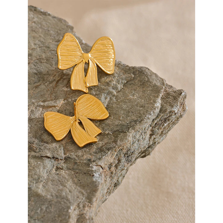 Gold Bow Knot Stud Earrings