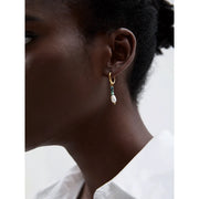 Natural Pearl & Stone Drop Hoops