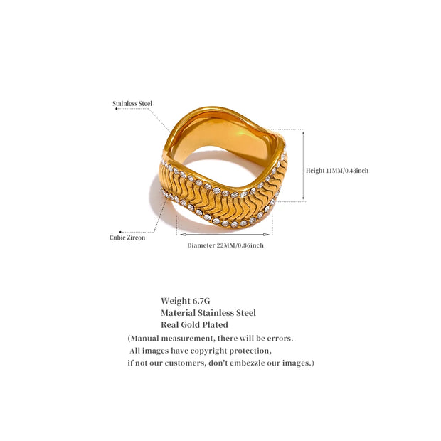 Shiny Cubic Zirconia Twisted Geometric Elegant Ring