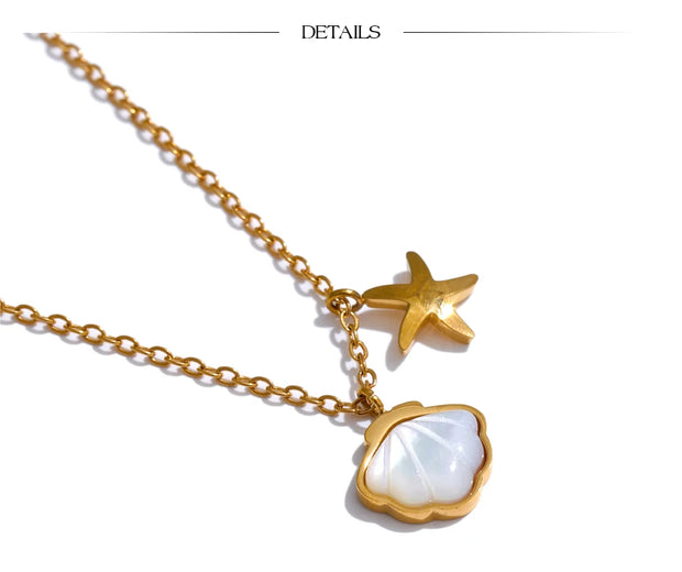 Natural Shell Starfish Pendant Necklace