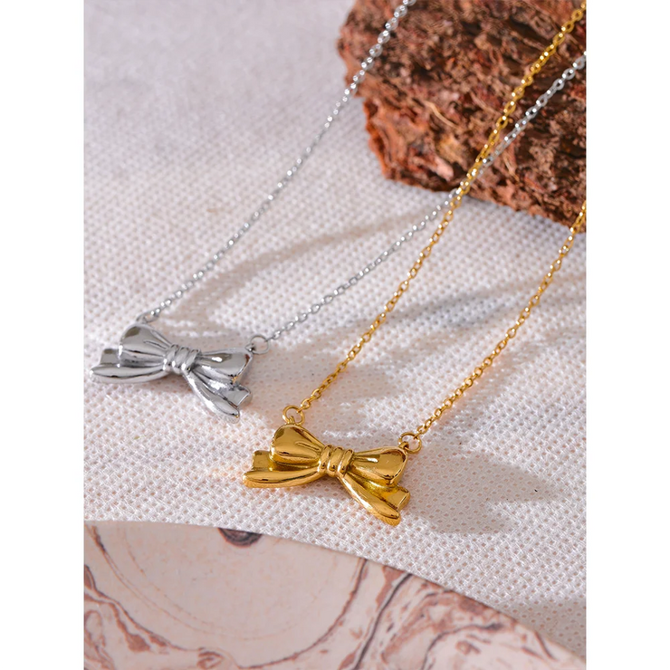 Metal Bow Knot Pendant Necklace