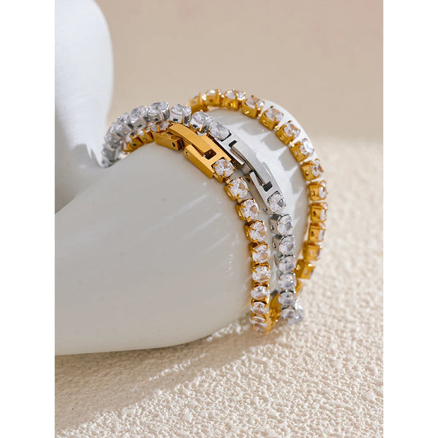 Shiny Cubic Zirconia Chain Wrist Bracelet