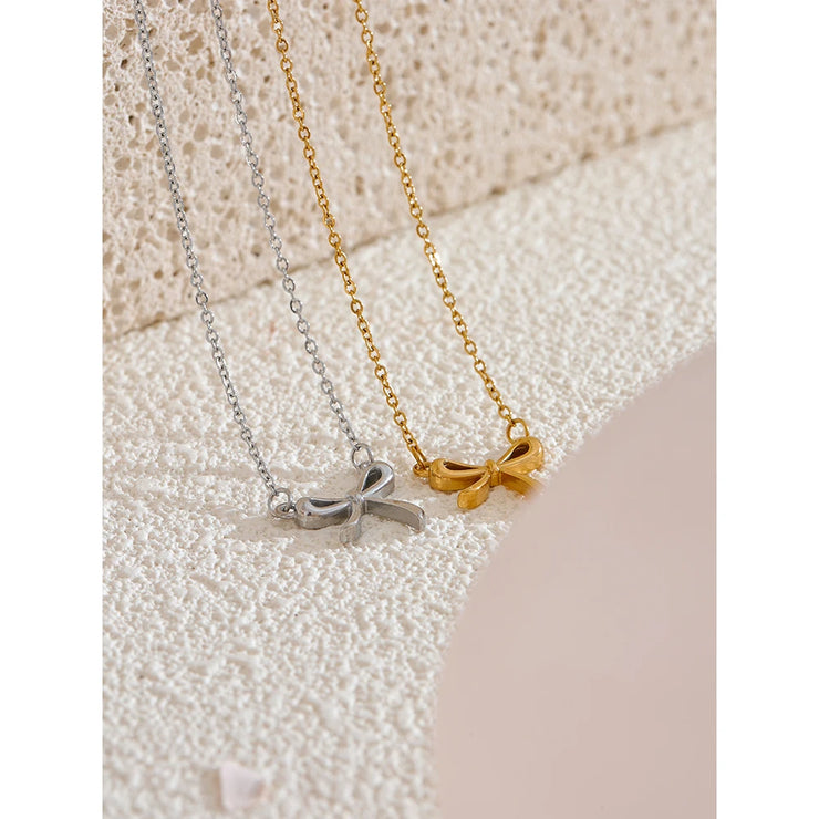 Minimalist Bow Knot Pendant Necklace