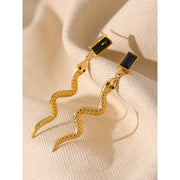 Gold-Plated CZ Snake Pendant Drop Earrings