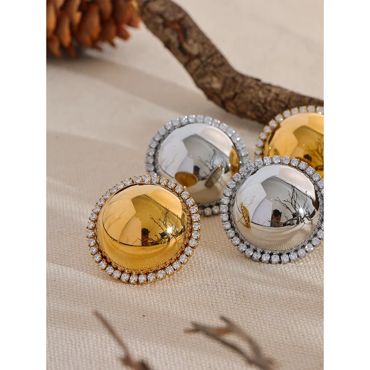 Gold Round Stud Earrings