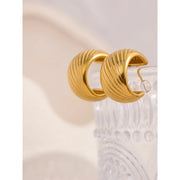 C Shape Gold Color Hoop Earrings