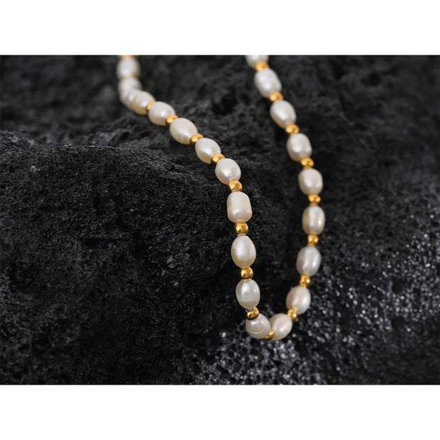 Gold Pearl Bead Necklace