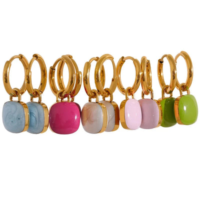 Candy Color Enamel Drop Earrings