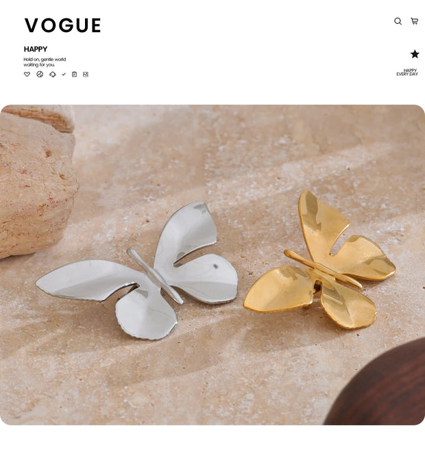 Chic 18k Gold PVD Butterfly Brooch Pin