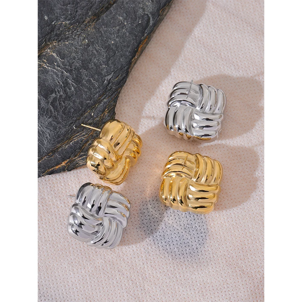 Square Stripe Stud Earrings