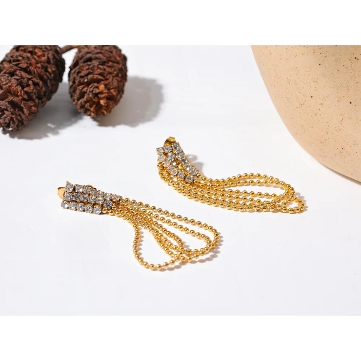 CZ Tassel Chain Earrings