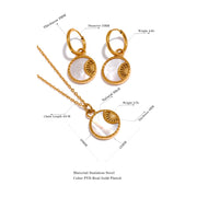 Natural Shell Star & Moon Pendant Jewelry Set