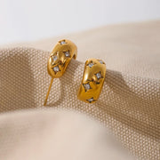 18K Gold Plated Star Cubic Zirconia Earrings