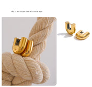 Glossy U-Shape gold hoop earrings