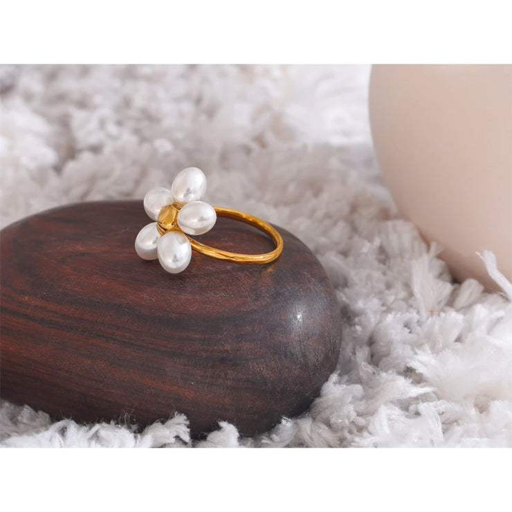 Pearl Flower Adjustable Ring