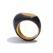 Black Enamel Geometric Ring