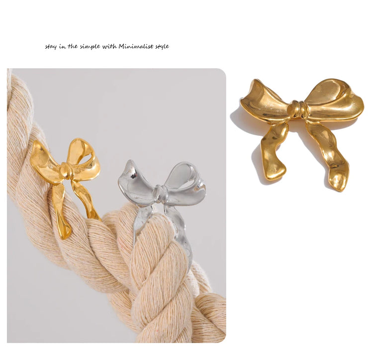 Stainless Steel Bow Knot Brooch