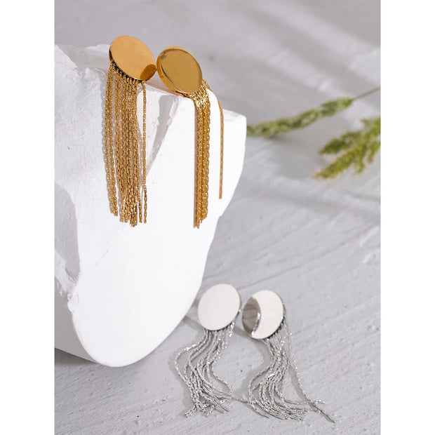 Golden Tassel Dangle Earrings