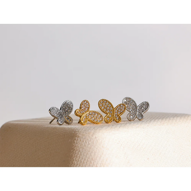 Zirconia Butterfly Stud Earrings