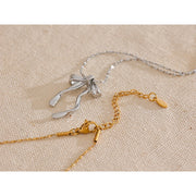 Gold & Platinum Bow Knot Necklace