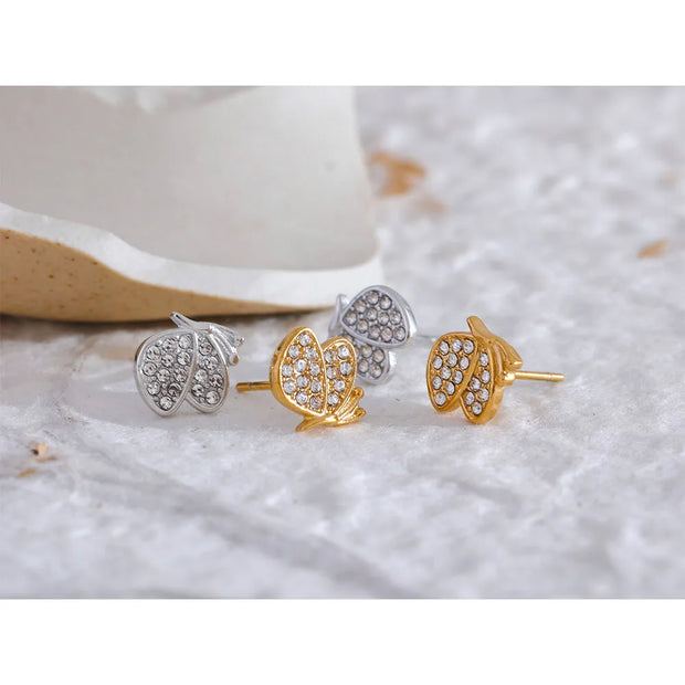 Mini Butterfly Zirconia Stud Earrings