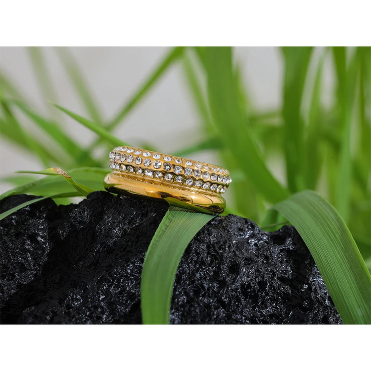 Cubic Zirconia Round Gold Color Ring