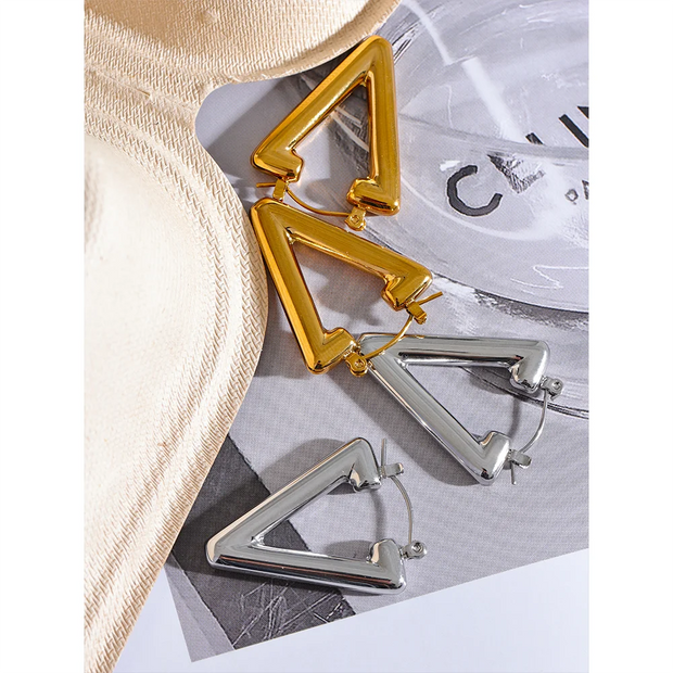 Triangle Hollow Hoop Earrings