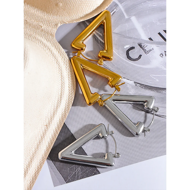 Triangle Hollow Hoop Earrings