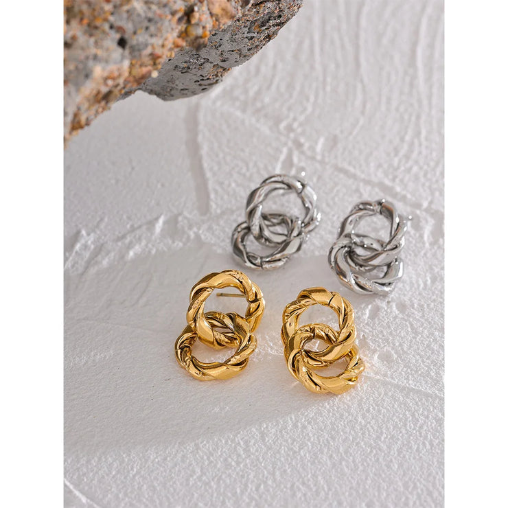 Double Round Drop Earrings