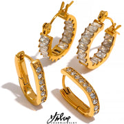 Gold Zirconia Hoop Earrings