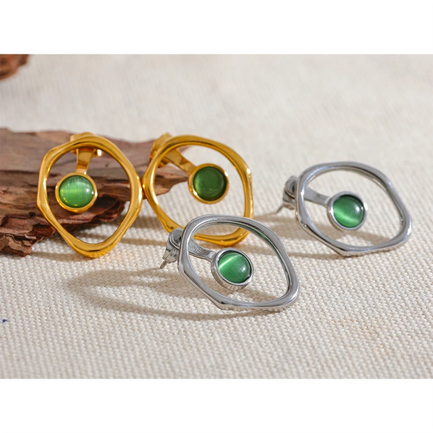 Natural Stone Hoop Earrings