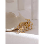 14K Gold Flower Stud Earrings