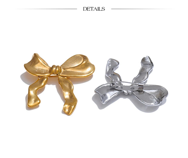 Stainless Steel Bow Knot Brooch