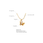 Aesthetic Shell Zircon Butterfly Pendant Necklace