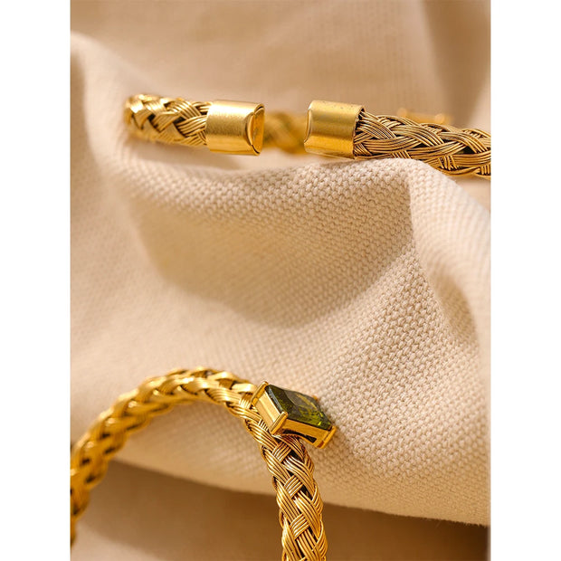 18K Gold Mesh Bangle Bracelet