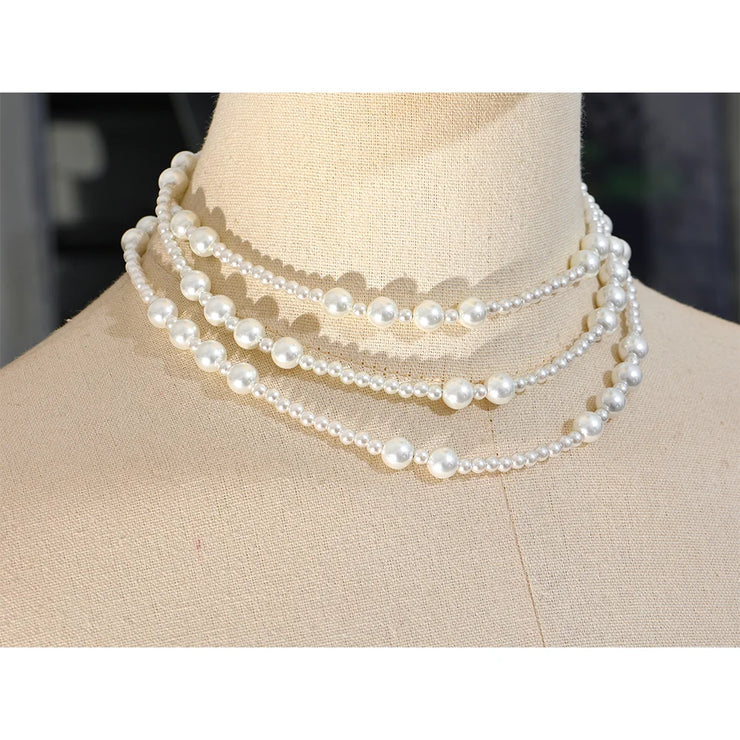 Layered Imitation Pearl Bib Necklace