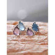 Sterling Silver Exquisite Natural Stone Aquamarine Amethyst Chic Stud Earrings  Fine Luxury Jewelry for Women Gift