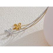 18K Gold Bow Knot Pendant Necklace