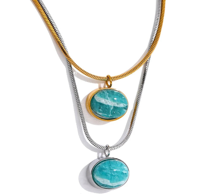 Amazonite Stone Pendant Necklace