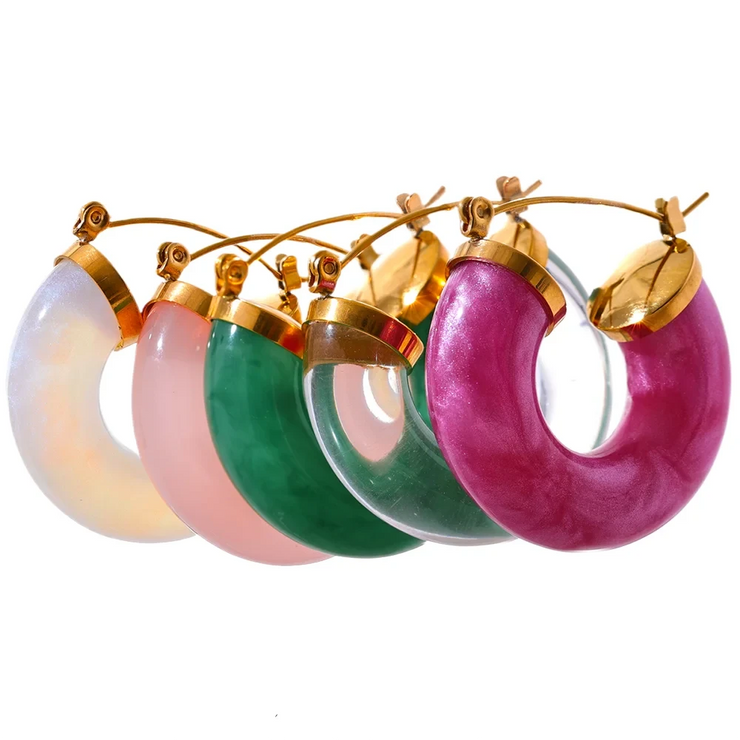 Colorful Resin Y2K Hoop Earrings