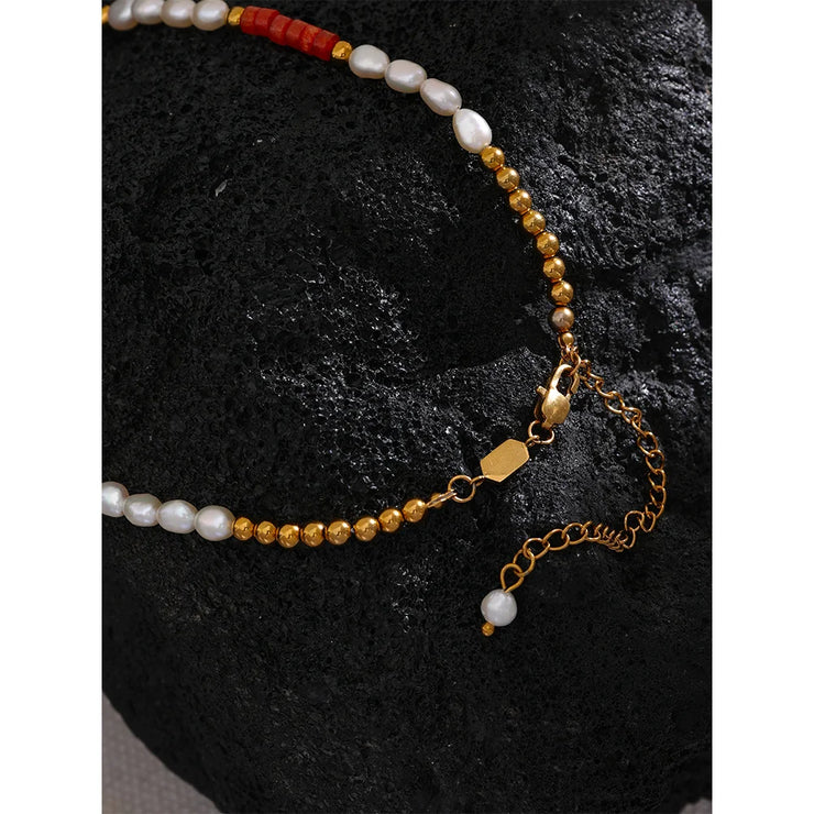 Coloured Glaze Pearl Necklace