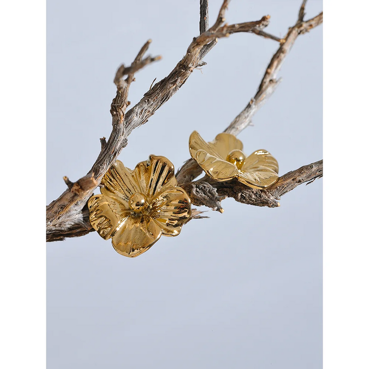 Metal Flower Stud Earrings