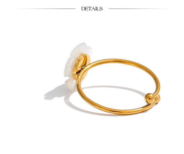 Shell Flower Adjustable Ring