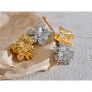 Stereoscopic Flower Golden Earrings