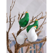 Green & White Enamel Water Drop Stud Earrings